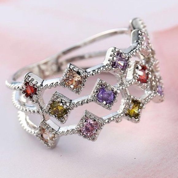 Multi Gemstone 925 Sterling Silver Ring - Picture 5 of 5
